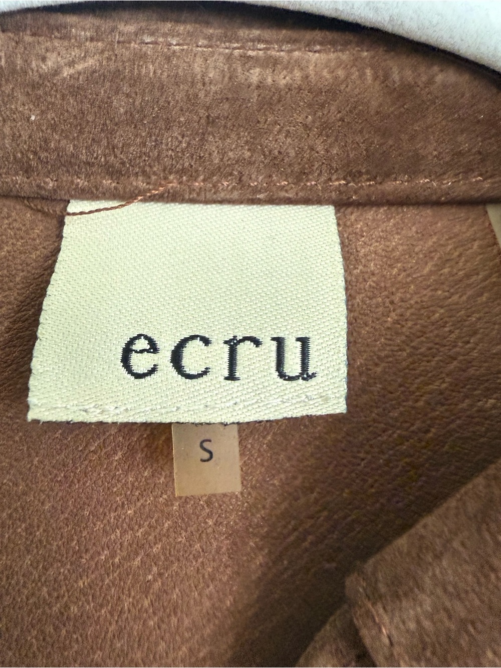 Ecru Suede Button-Front Brown Long Jacket with Belt NWT 1400 - Picture 4 of 11
